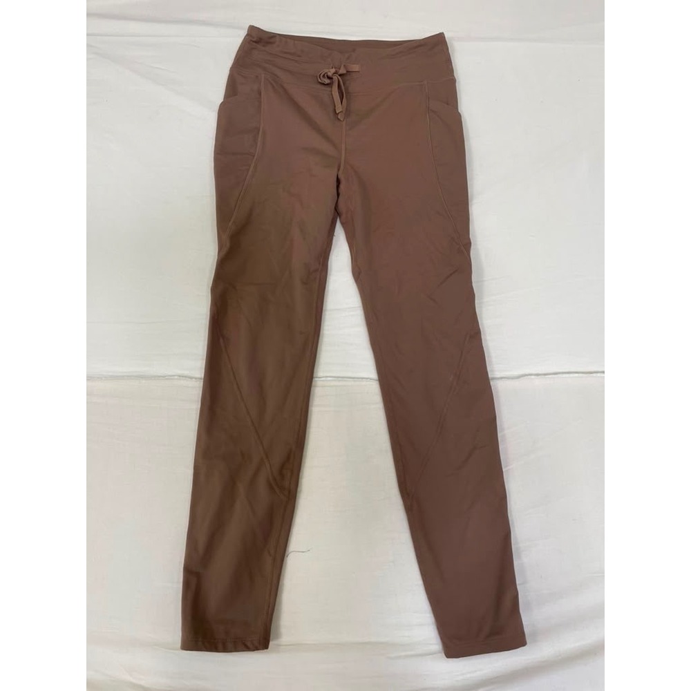 Baleaf‎ Womens Mauve Brown Athletic Running Leggings Pockets Ankle Zip Small
